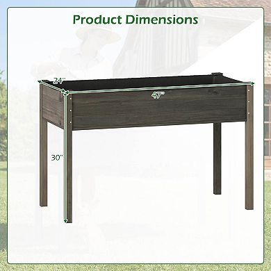 Costway Wooden Raised Vegetable Garden Bed Elevated Grow Vegetable Planter