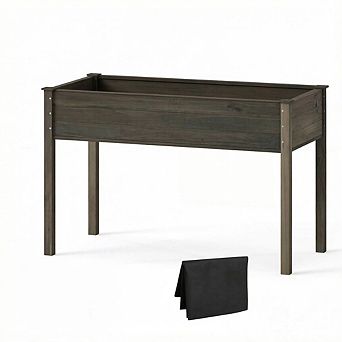 Costway Wooden Raised Vegetable Garden Bed Elevated Grow Vegetable Planter