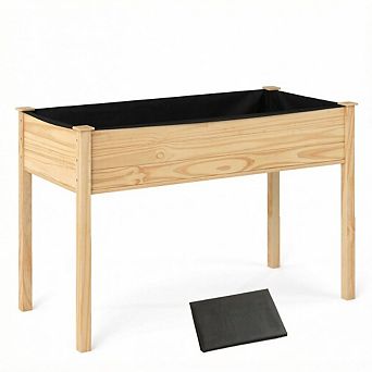 Costway Wooden Raised Vegetable Garden Bed Elevated Grow Vegetable Planter