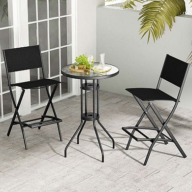 Costway Set of 2 Outdoor Bar Chair Folding Bar Height Stool with Metal Frame