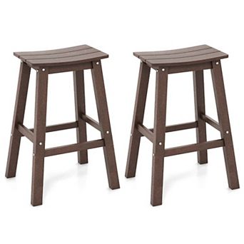 Costway 29" Patio Bar Stool Set of 2 with Curved Seat & Footrests for Backyard Outdoor