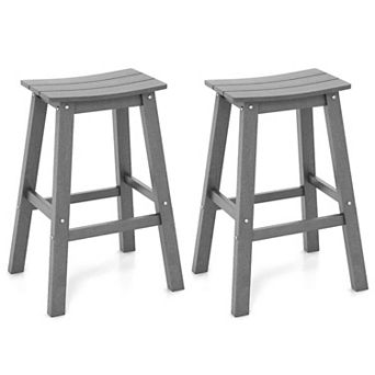Costway 29" Patio Bar Stool Set of 2 with Curved Seat & Footrests for Backyard Outdoor