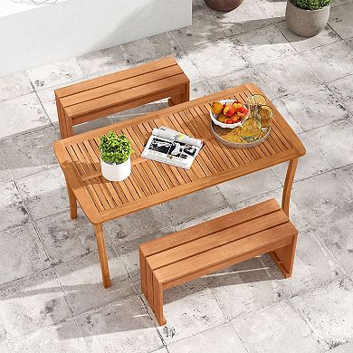 Costway Outdoor Garden Bench, 2-Person Patio Backless Bench with 440 LBS Weight Capacity