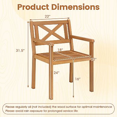 Costway Patio Dining Chairs Outdoor Garden Seating Chairs with 400 lbs Capacity