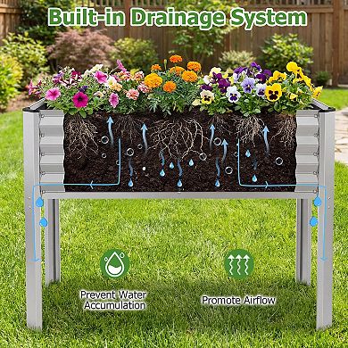 Costway Galvanized Raised Garden Bed with Legs, Metal Elevated Planter Box for Vegetables