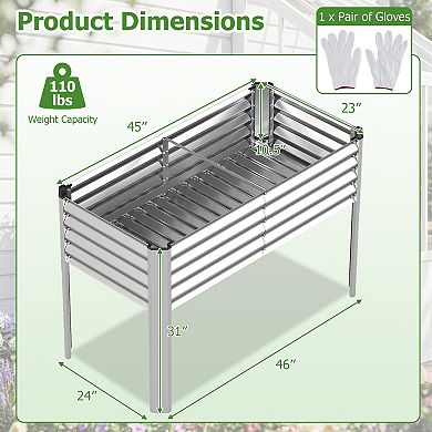Costway Galvanized Raised Garden Bed with Legs, Metal Elevated Planter Box for Vegetables
