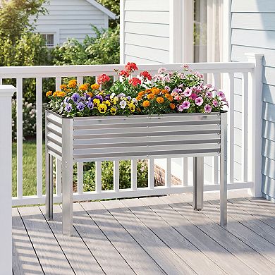 Costway Galvanized Raised Garden Bed with Legs, Metal Elevated Planter Box for Vegetables