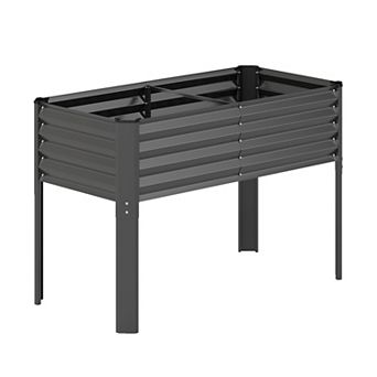 Costway Galvanized Raised Garden Bed with Legs, Metal Elevated Planter Box for Vegetables