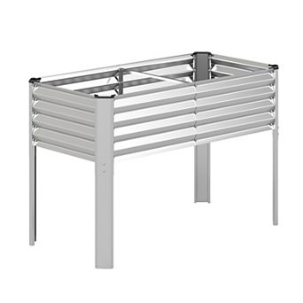 Costway Galvanized Raised Garden Bed with Legs, Metal Elevated Planter Box for Vegetables