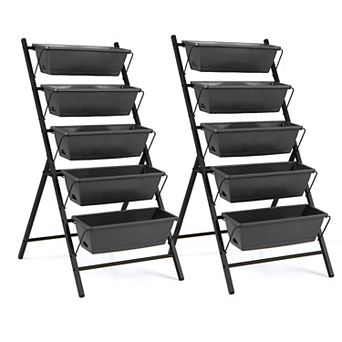 Costway 5 tier Vertical Raised Garden Bed with Drainage System & Removable Trays for Herbs