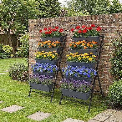 Costway 5-Tier Vertical Raised Garden Bed with Drainage System & Removable Trays for Herbs
