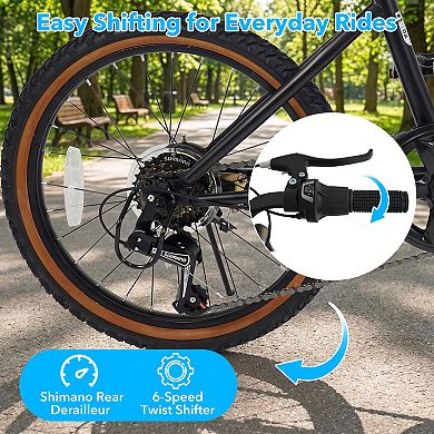 Costway 20 Inch LED-lit Cycling Bike with 2 Speakers, Ambient Lights, Wireless Connection
