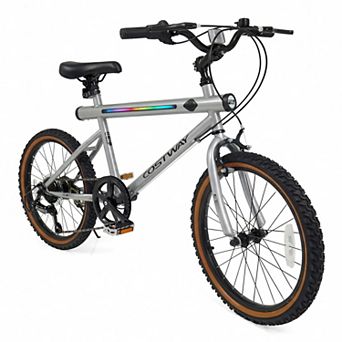 Costway 20 Inch LED-lit Cycling Bike with 2 Speakers, Ambient Lights, Wireless Connection