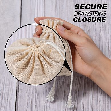 Kaelin Home 3 x 4 Inches Muslin Cotton Drawstring Bags