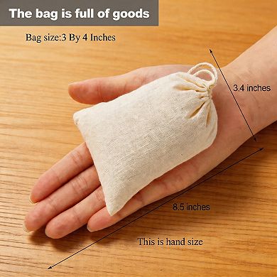 Kaelin Home 3 x 4 Inches Muslin Cotton Drawstring Bags