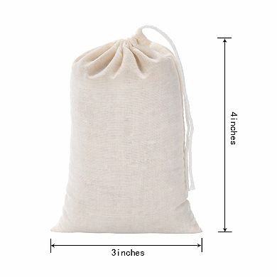 Kaelin Home 3 x 4 Inches Muslin Cotton Drawstring Bags