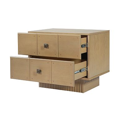 Merax 2-Drawer Wood Nightstand, Mid-Century Bedside Table, Storage End Table for Bedroom