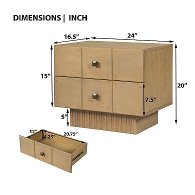 Merax 2-Drawer Wood Nightstand, Mid-Century Bedside Table, Storage End Table for Bedroom
