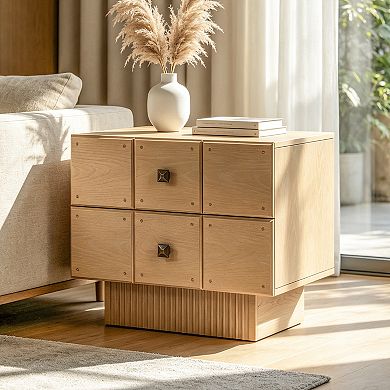 Merax 2-Drawer Wood Nightstand, Mid-Century Bedside Table, Storage End Table for Bedroom