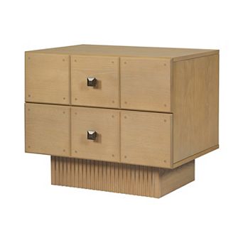 Merax 2-Drawer Wood Nightstand, Mid-Century Bedside Table, Storage End Table for Bedroom