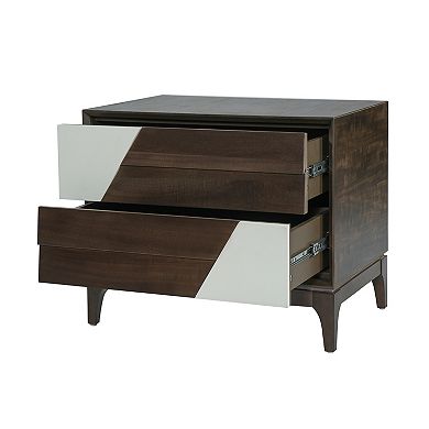 Merax Modern 2-Drawer Nightstand with Two-Tone Geometric Design