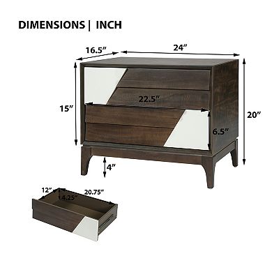 Merax Modern 2-Drawer Nightstand with Two-Tone Geometric Design