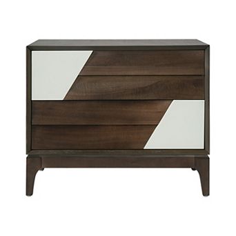 Merax Modern 2-Drawer Nightstand with Two-Tone Geometric Design