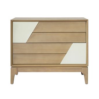 Merax Modern 2-Drawer Nightstand with Two-Tone Geometric Design