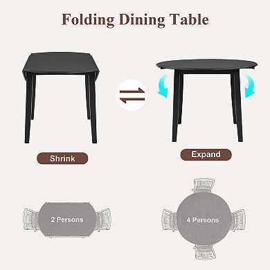 Merax 3-Piece Round Dining Table Set for 2, Folding Wood Table & 2 Upholstered Chairs, Space-Saving