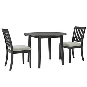 Merax 3 pc Round Dining Table Set for 2, Folding Wood Table & 2 Upholstered Chairs, Space-Saving