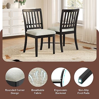 Merax 5-Piece Round Folding Dining Table Set for 4, Space-Saving Wood Table with 4 Upholstered Chair