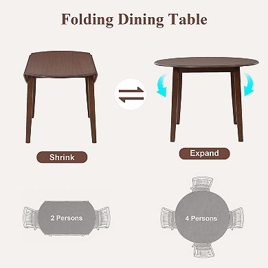 Merax Extendable Round Dining Table for 2-4, Folding Wood Table with Adjustable Size