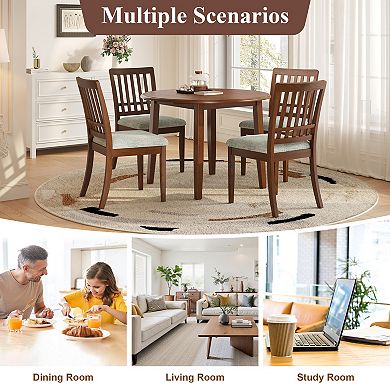 Merax Extendable Round Dining Table for 2-4, Folding Wood Table with Adjustable Size