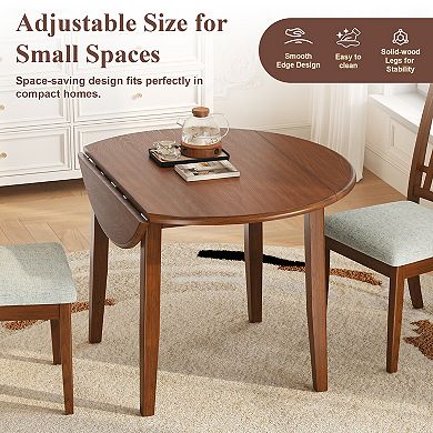 Merax Extendable Round Dining Table for 2-4, Folding Wood Table with Adjustable Size
