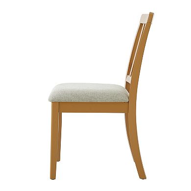 Merax 2-Piece Modern Scandinavian Dining Chairs, Curved Wood Back with Gray Fabric Seat