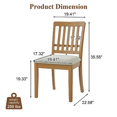 Merax 2-Piece Modern Scandinavian Dining Chairs, Curved Wood Back with Gray Fabric Seat
