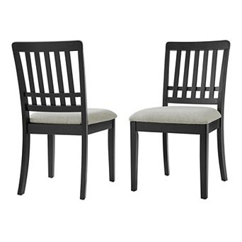 Merax 2 pc Modern Scandinavian Dining Chairs, Curved Wood Back with Gray Fabric Seat