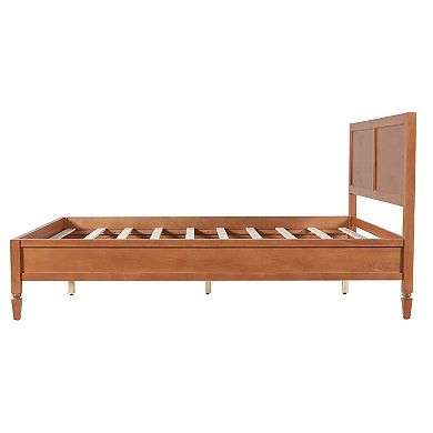 Merax Wood Platform Bed Frame with Classic Panel Headboard & Wooden Slats Support