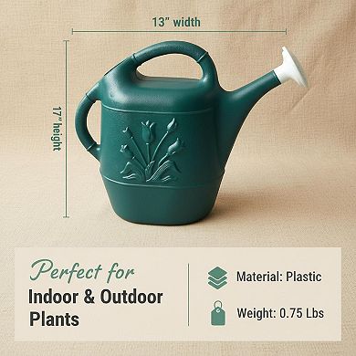 2 Gallon Plastic Watering Can Dual Handles For Indoor Outdoor Plants