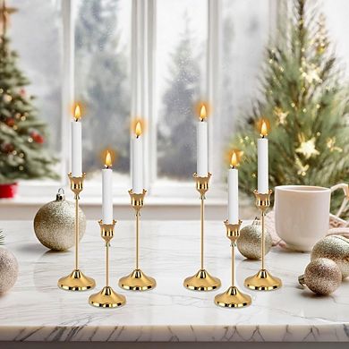 JUANWANG 6 Gold Candle Holders, Taper & Pillar, Holiday & Table Decor