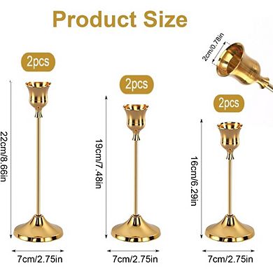 JUANWANG 6 Gold Candle Holders, Taper & Pillar, Holiday & Table Decor