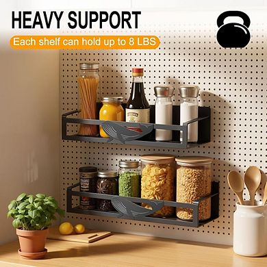 Magnetic Spice Rack Set of 2, Metal Fridge Side Storage Organizer