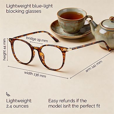 Kaelin Home Unisex Retro Round UV400 Blue Light Blocking Glasses