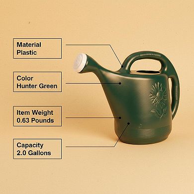 2-gallon Watering Can Large Capacity UV Resistant Plastic Ergonomic Detachable Nozzle Sunflower