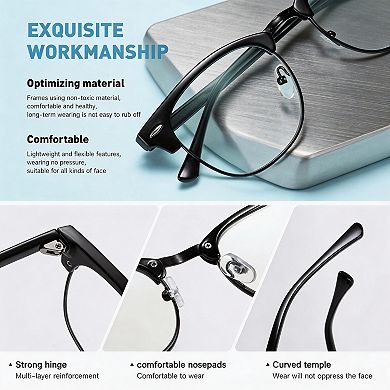 Kaelin Home Unisex Retro Semi Rimless UV400 Blue Light Glasses