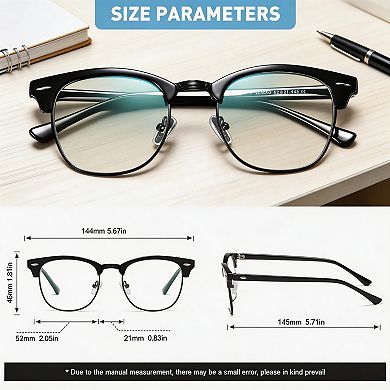 Kaelin Home Unisex Retro Semi Rimless UV400 Blue Light Glasses