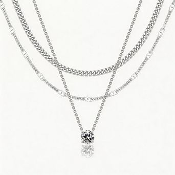 Kaelin Home Womens 14K Plated Layered Cuban Chain Pendant Necklace Set