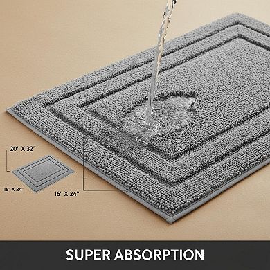 2 Piece Bathroom Rugs Set Super Soft Absorbent Non Slip Microfiber Machine Washable Bath Mat Set
