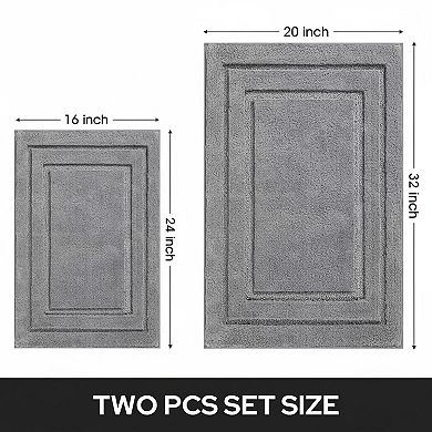 2 Piece Bathroom Rugs Set Super Soft Absorbent Non Slip Microfiber Machine Washable Bath Mat Set