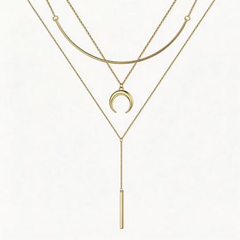 Kaelin Home Womens 14K Plated Layered Necklace with Pearl Moon Butterfly Pendant